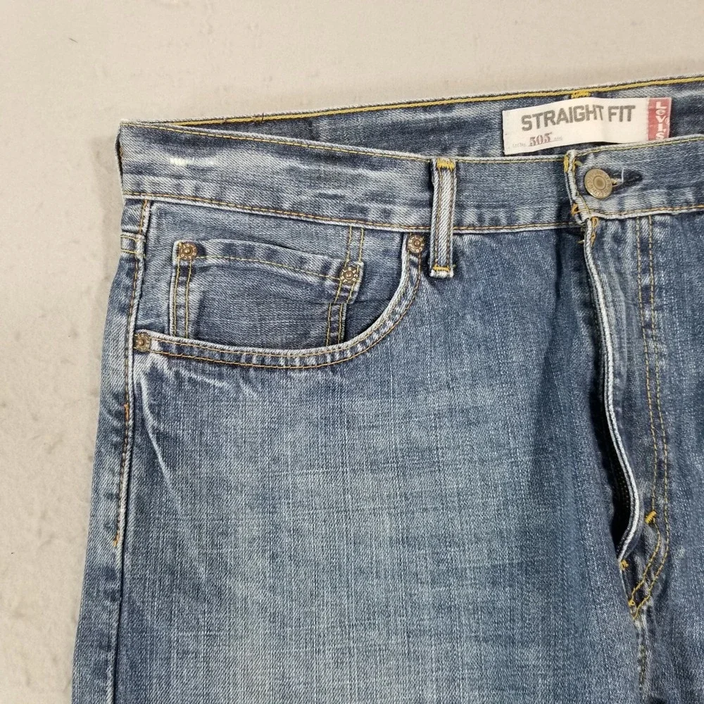 Levi's 505 jeans men's 36 x 29 regular fit straight blue denim pants medium wash